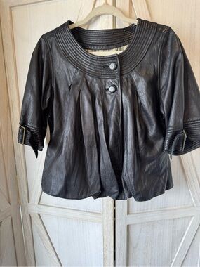 Mike & Chris Black Short-Sleeve Leather Jacket 90’s Y2K Gilmore girls